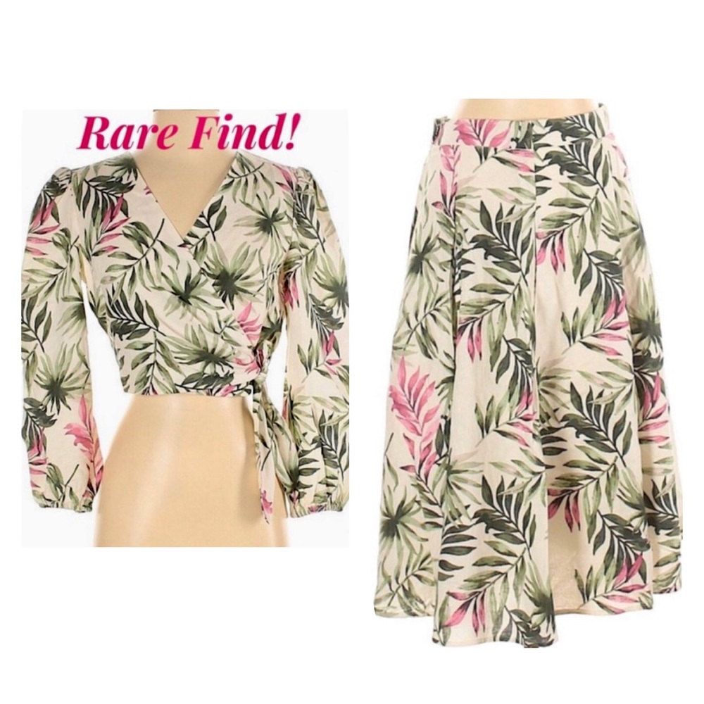 Girl Meets Glam Tropical Print Blouse/Skirt Set